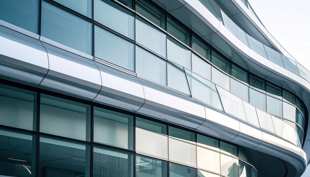 Modern Curved Glass Building Facade