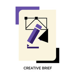 Obraz premium Creative Brief: A stylized image illustrates a creative brief concept, with elements representing design and ideation. Perfectly suited for visual communication, showcasing creativity and strategy.