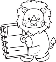Coloring book of Cute Lion icon. Outline of Funny baby Lion animal series stock illustration. life of fluffy Lion designs.
