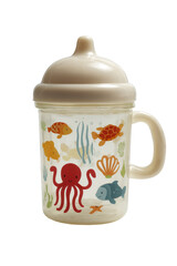A charming baby sippy cup with an underwater ocean scene, designed for toddlers to drink.