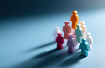 Colorful people icons arranged in pyramid structure, showcasing teamwork and collaboration. vibrant colors create visually appealing representation of unity and diversity