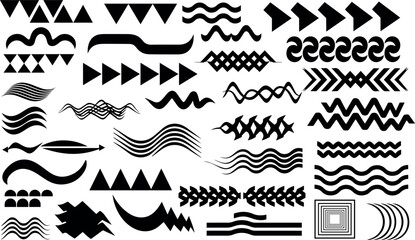 Fototapeta premium Abstract black and white geometric wave pattern set