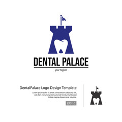 Dental Palace logo template with a fortress combined with negative space of teeth.