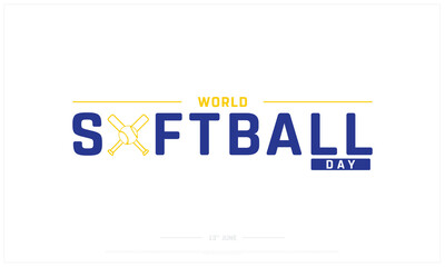 World Softball Day on white background, Typographic Design of World Softball Day, Vector Design of World Softball Day, World Softball Day Design