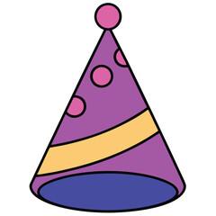 Party Hat flat vector illustration white background