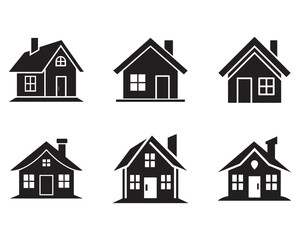 House icon set silhouette vector illustration