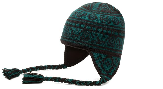 Blue Peruvian Chullo Hat Isolated on White
