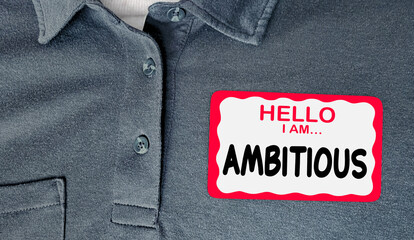 Hello I Am Ambitious Name Tag Sticker Passionate Driven 3d Illustration