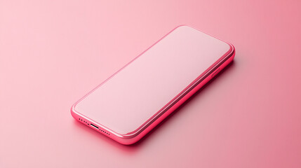 A sleek pink smartphone lying serenely on a matching pastel surface radiating minimalist elegance and calm focus with