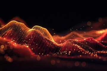 Abstract digital landscape of glowing, interconnected particles