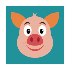 Cartoon Pig Head With Expressive Eyes