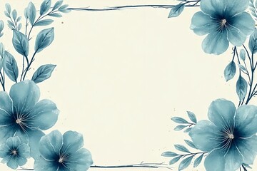 Elegant floral wedding invite featuring arctic teal tones, navy accents, and ivory center panel. 