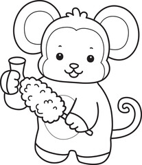 Outline of Cute Monkey icon. Coloring pages of Funny baby Monkey animal series stock illustration.
