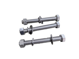 Group of steel bolts used in industrial or construction settings. Great for industry, bolting,...