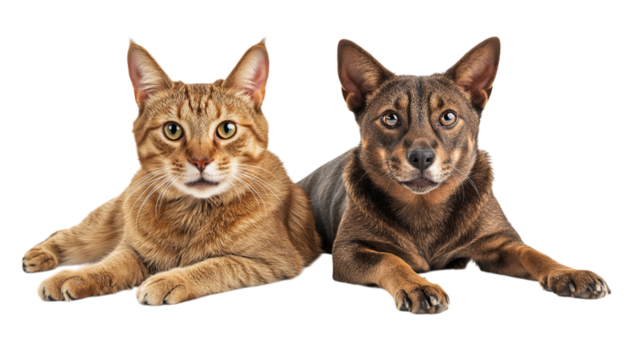 Cat and dog friendship cute pets adorable animals domestic feline canine together lying down best friends forever