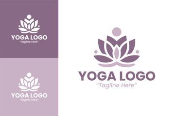 Modern Yoga Logo Designs for Wellness and Fitness Branding in Purple