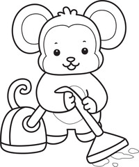 Outline of Cute Monkey icon. Coloring pages of Funny baby Monkey animal series stock illustration.