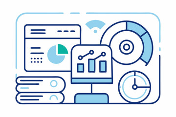 A flat vector illustration of five business people holding large golden stars, symbolizing teamwork, 