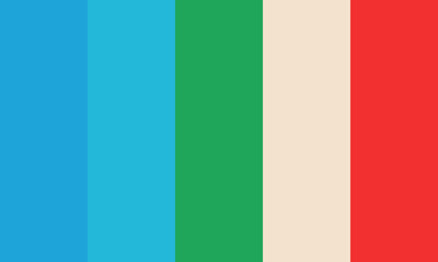 Gradient vector illustration of the green, red and beige shades of the palette with vertical stripes