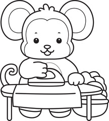 Outline of Cute Monkey icon. Coloring pages of Funny baby Monkey animal series stock illustration.