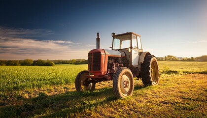 Fototapeta premium old tractor on field