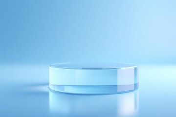 empty podium with reflective surface in minimalistic setting and abundance of copy space