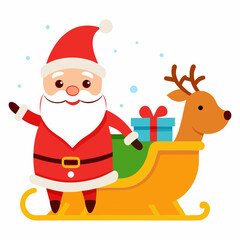 santa claus with reindeer and gifts