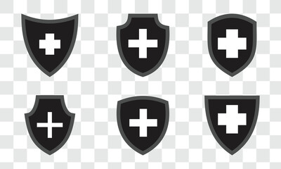 Medical shield icon. Medical Health Protection Shield Icon Sets, health protection icon, virus protection shield, immune defense icon. Eps 10.
