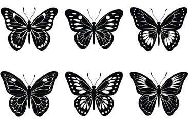 A vibrant vector illustration of diverse butterfly silhouettes, perfect for nature and spring designs