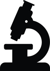 microscope isolated on black silhouette transparent background illustration design laboratory, medicine,