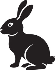 Bunny Silhouette Side Profile with Large Ears and Rounded Body Flat Black Vector