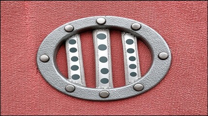 Oval Vent with Metal Grilles on Pink Textile Background for Artistic Design Elements