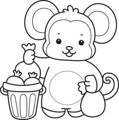 Outline of Cute Monkey icon. Coloring pages of Funny baby Monkey animal series stock illustration.