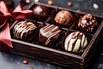 chocolate candies in a box