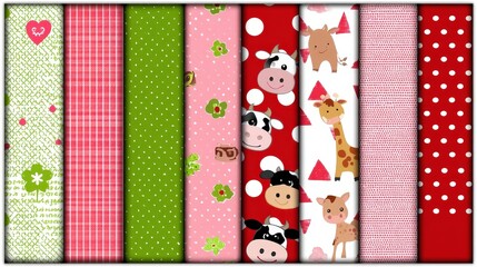 Colorful Collection of Cute Animal Patterns on Textile Backgrounds for Crafts and Decor Projects