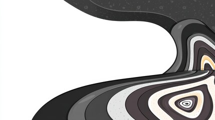 Abstract Geometric Shapes in Black and White with Curved Lines and Smooth Textures
