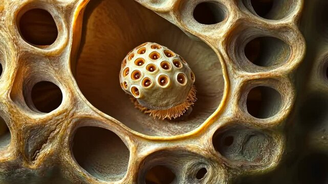 Intricate seed within a porous shell