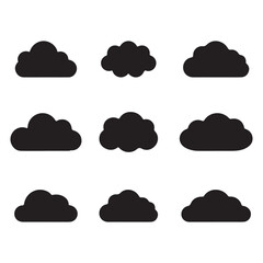 cloud shape Vector icon set web interface or cloud storage applications Silhouette vector illustration on white background