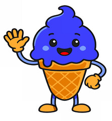 Happy Blue Raspberry Ice Cream Mascot for Kids