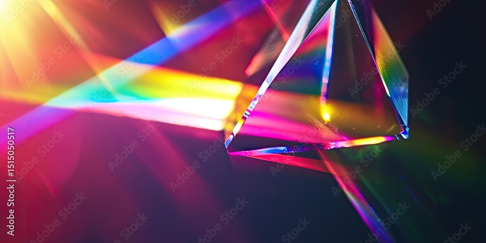 Aufkleber light refracting through a prism, splitting the visible spectrum into its component colors in stunning detail.