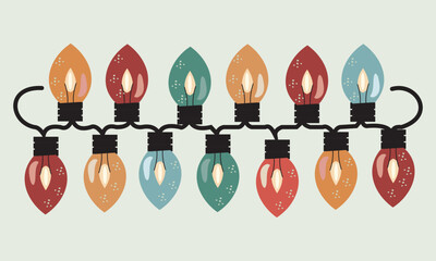 Christmas Lights Isolated on Transparent Backgound. Festive Colorful Christmas Lights String Decoration. Vector Graphic for Christmas Cards, Banners, Poster, Web