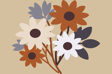 Minimalist Floral Bouquet Illustration - Simple Flower Arrangement with Neutral Colors - Artistic Botanical Design for Home Decor and Creative Projects
