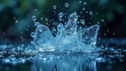 The impact effect of water splashes on the surface of the water