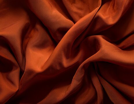 dark deep burnt orange red brown terracotta texture background for design wrinkled crumpled natural cotton fabric cloth