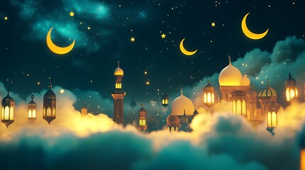 Naklejka premium Eid Mubarak colorful luxury Islamic background with decorative ornament, eid Mubarak social media post design.
