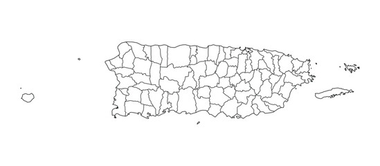 Puerto Rico Outline Map White Background