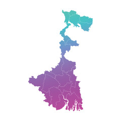 West Bengal Gradient Administrative Map White Background