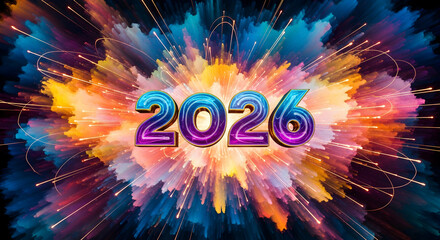 2026 Vibrant Color Explosion New Year Background