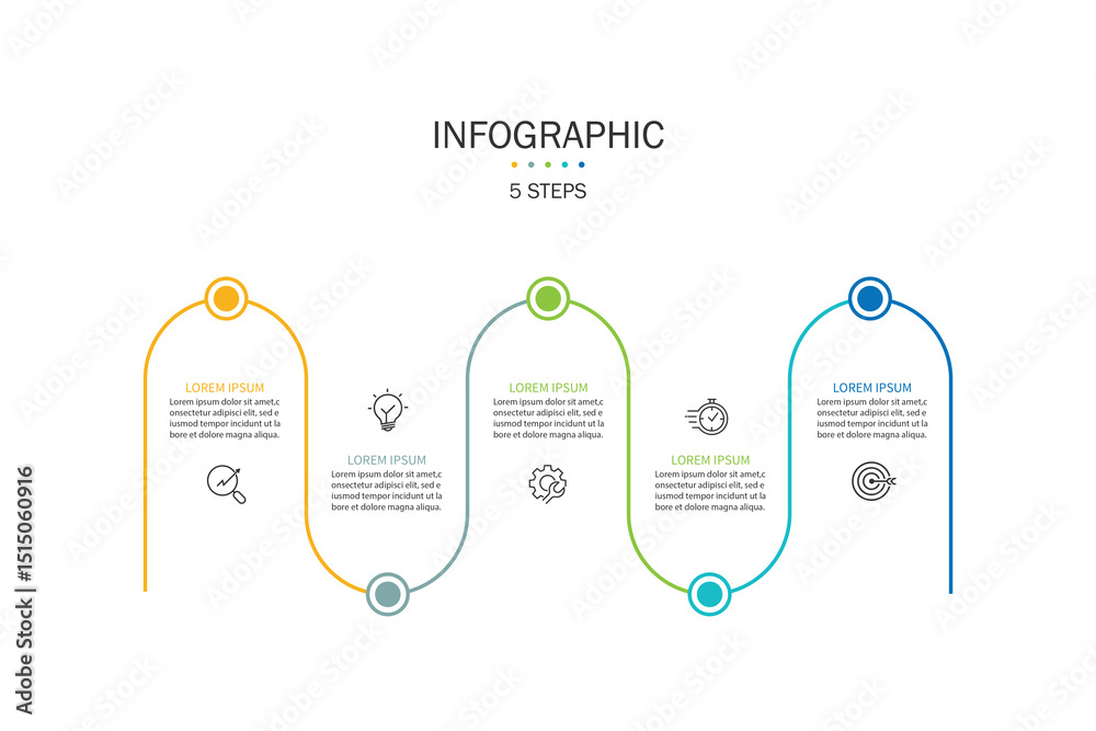 Poster infographic line curve with 5 option. business presentation, vector illustration.