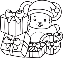 Outline of Cute Monkey icon. Coloring pages of Funny baby Monkey animal series stock illustration.